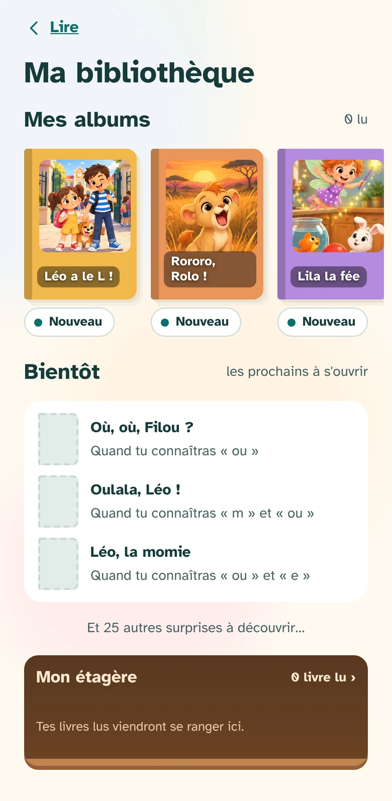 Ma bibliothèque : les albums et les histoires.